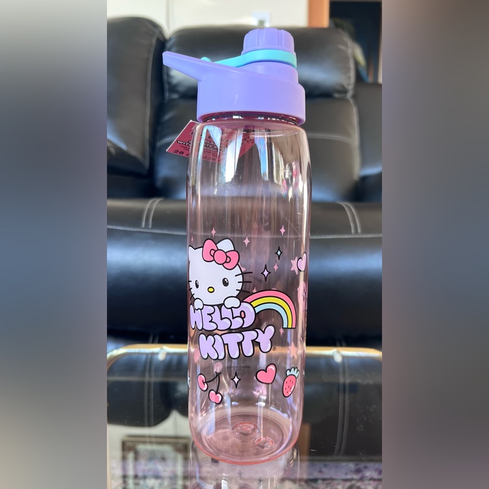 Hello Kitty Rainbow Plastic Sports Bottle with Hinged Handle